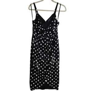 Rachel Roy Sz4 Sequin Black n White Polka-dot bodycon Dress. Tanktop Sexy Events